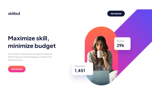 A landing page for an e Learning Platform